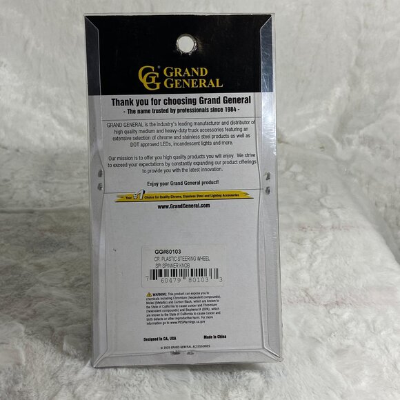 Grand General Steering Wheel Spinner Knob 80103 Chrome Plastic Mounting Hardware - Picture 4 of 5